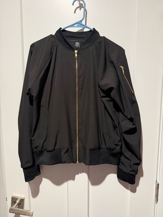 Albion Jackets & Blazers - Black Bomber Jacket with Gold Zipper
